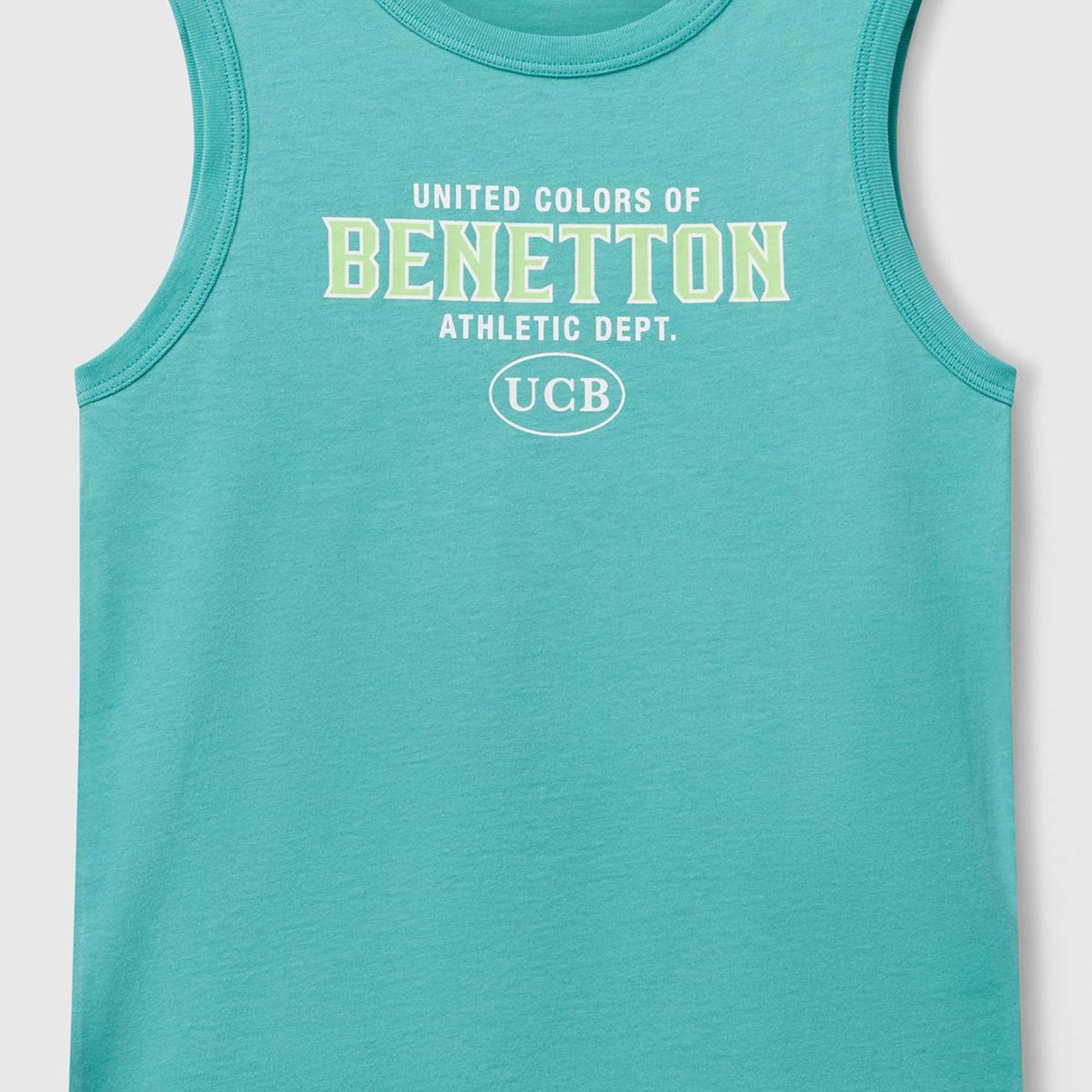 Erkek Çocuk Mint Yeşili Benetton Logo Baskılı Atlet