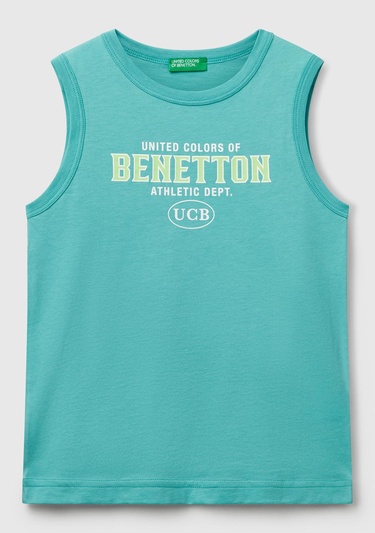  Erkek Çocuk Mint Yeşili Benetton Logo Baskılı Atlet