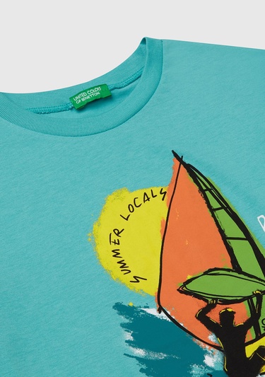  Erkek Çocuk Mint Yeşili Slogan Baskılı T-Shirt