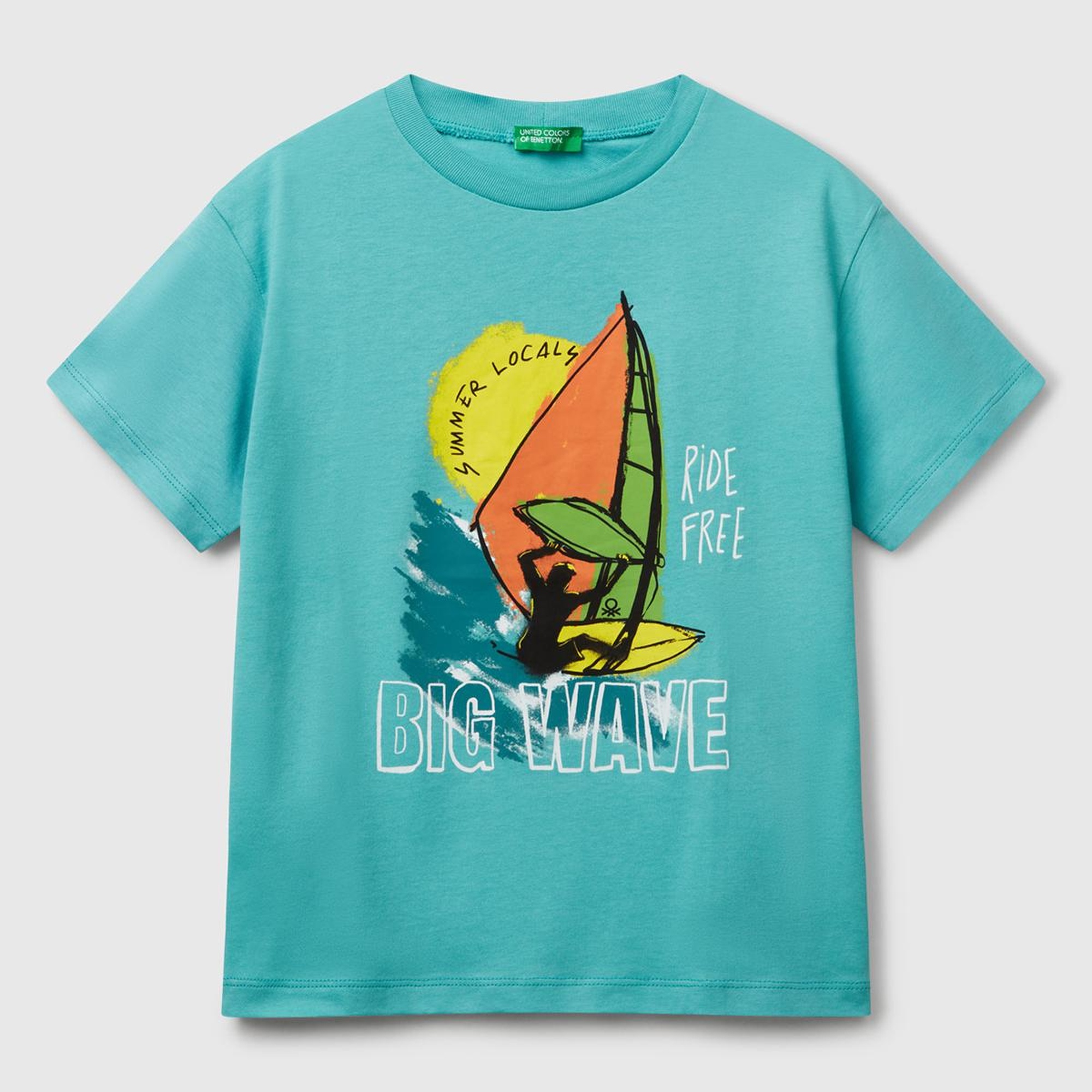 Erkek Çocuk Mint Yeşili Slogan Baskılı T-Shirt