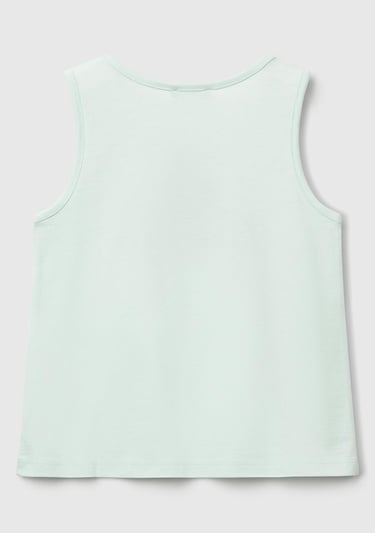  Kız Çocuk Su Yeşili Simli Benetton Logo Baskılı Atlet