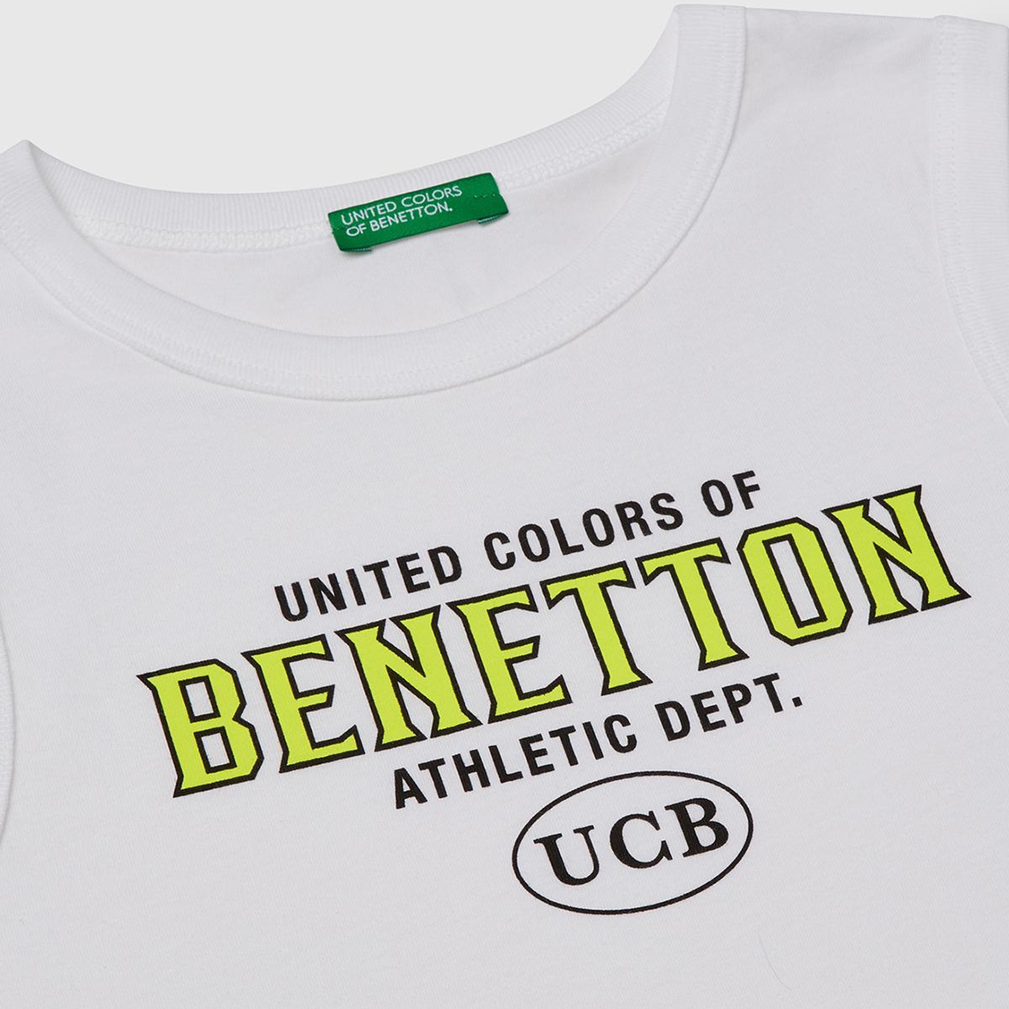 Erkek Çocuk Beyaz Benetton Logo Baskılı Atlet