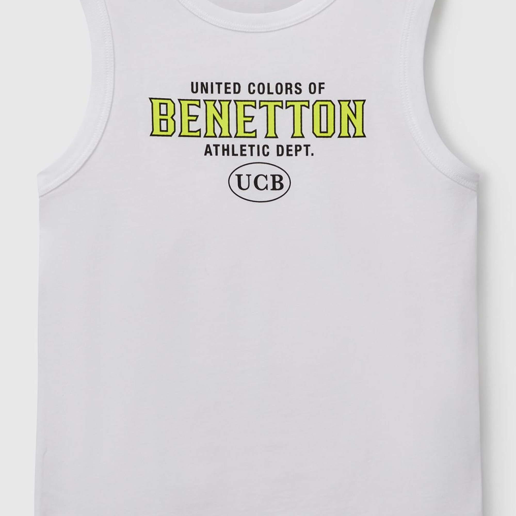 Erkek Çocuk Beyaz Benetton Logo Baskılı Atlet