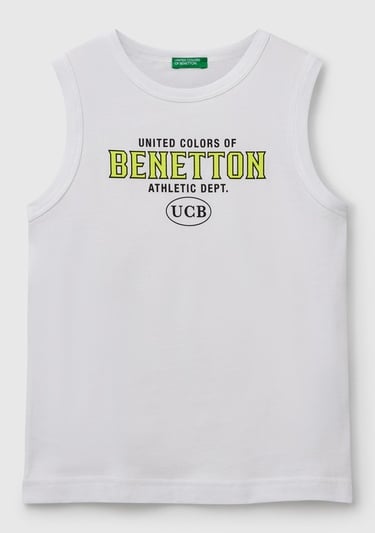  Erkek Çocuk Beyaz Benetton Logo Baskılı Atlet