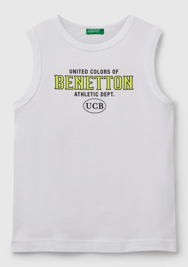  Erkek Çocuk Beyaz Benetton Logo Baskılı Atlet