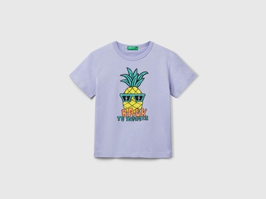  Erkek Çocuk Mor Ananas Bakılı T-Shirt