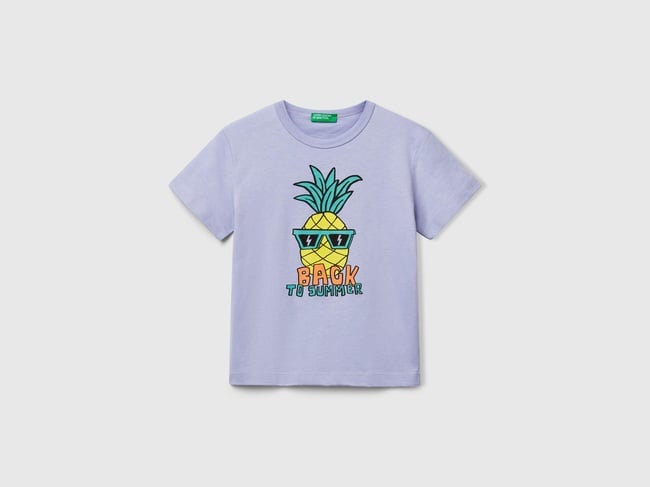  Erkek Çocuk Mor Ananas Bakılı T-Shirt