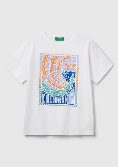  Erkek Çocuk Beyaz Slogan Baskılı T-Shirt