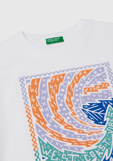  Erkek Çocuk Beyaz Slogan Baskılı T-Shirt