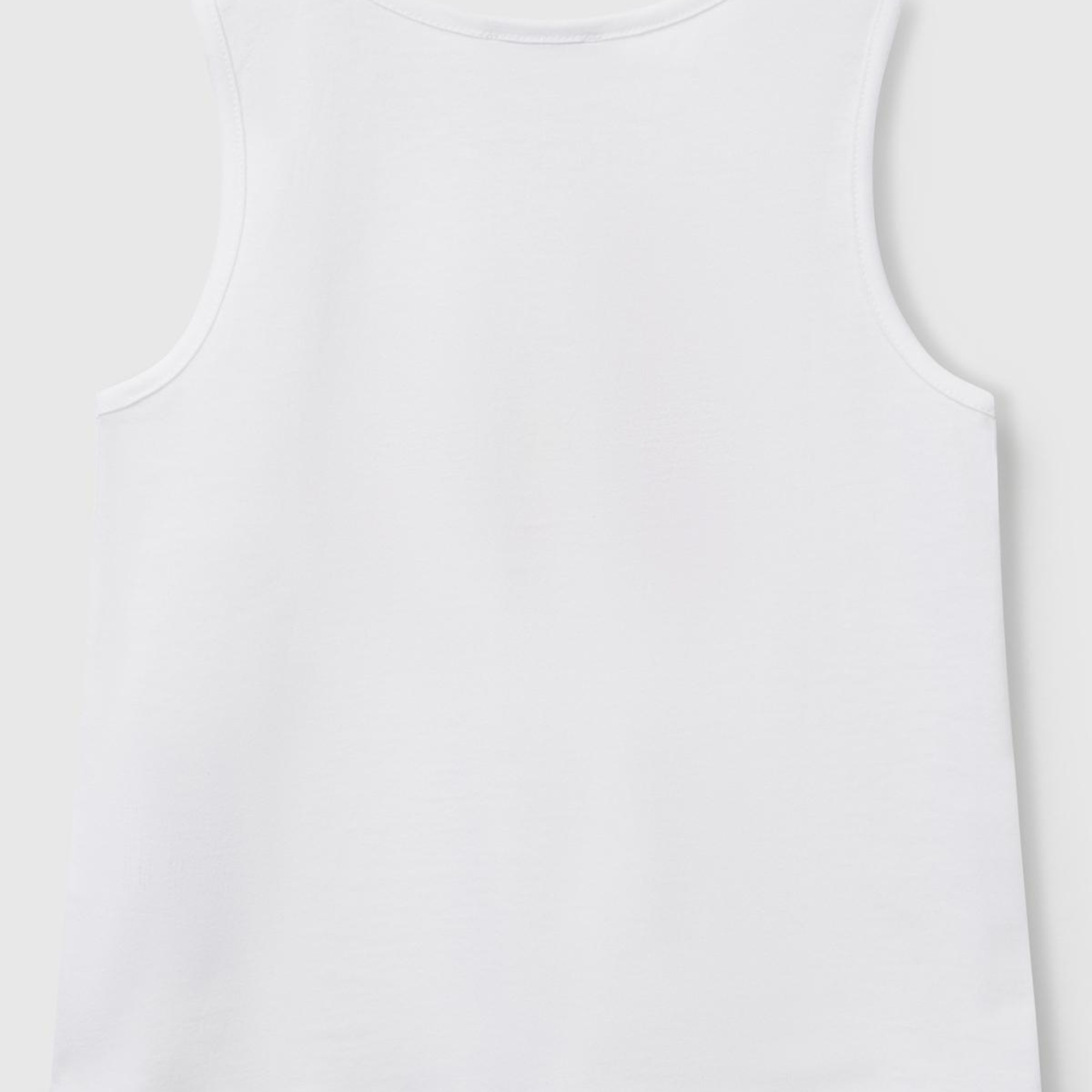 Kız Çocuk Beyaz Simli Benetton Logo Baskılı Atlet