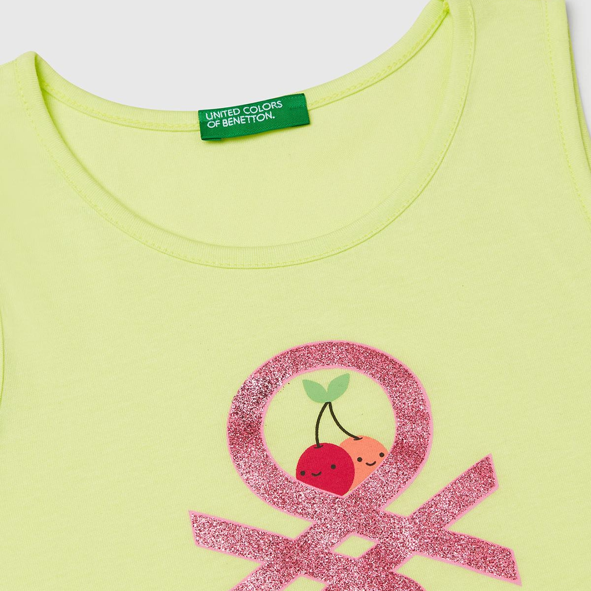 Kız Çocuk Sarı Simli Benetton Logo Baskılı Atlet