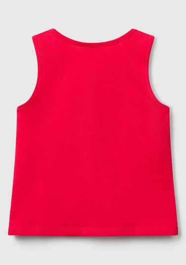  Kız Çocuk Fuşya Simli Benetton Logo Baskılı Atlet