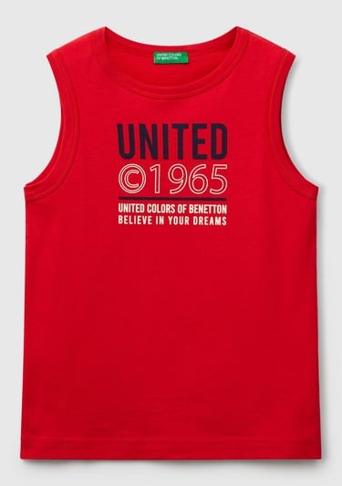  Erkek Çocuk Kırmızı Benetton Logo Baskılı Atlet