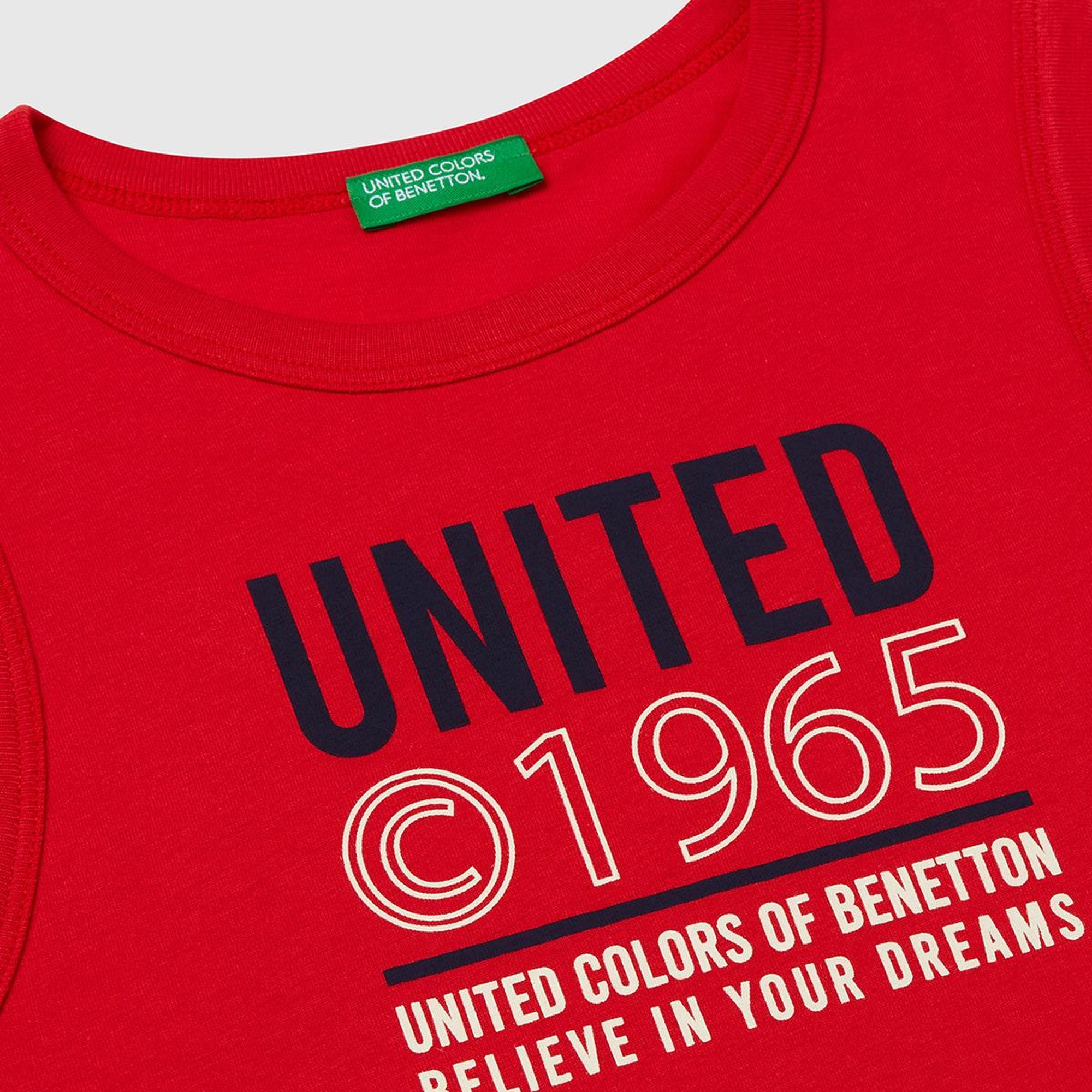 Erkek Çocuk Kırmızı Benetton Logo Baskılı Atlet