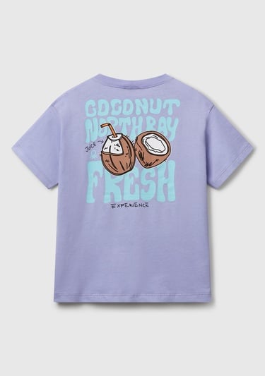  Erkek Çocuk Mor Slogan Baskılı T-Shirt