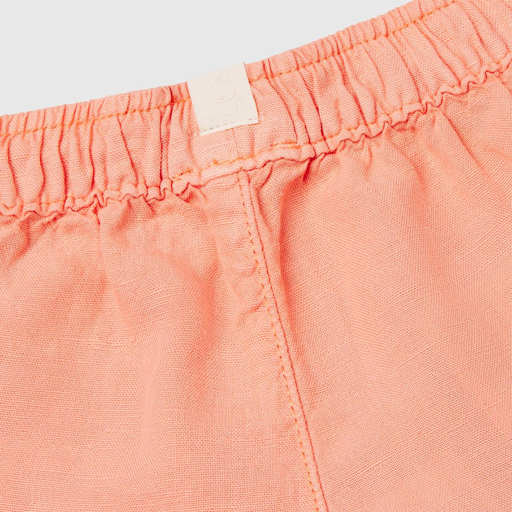 Bebek Yavruağzı Keten Karışımlı Sahte Cepli Büzgü İpli Şort