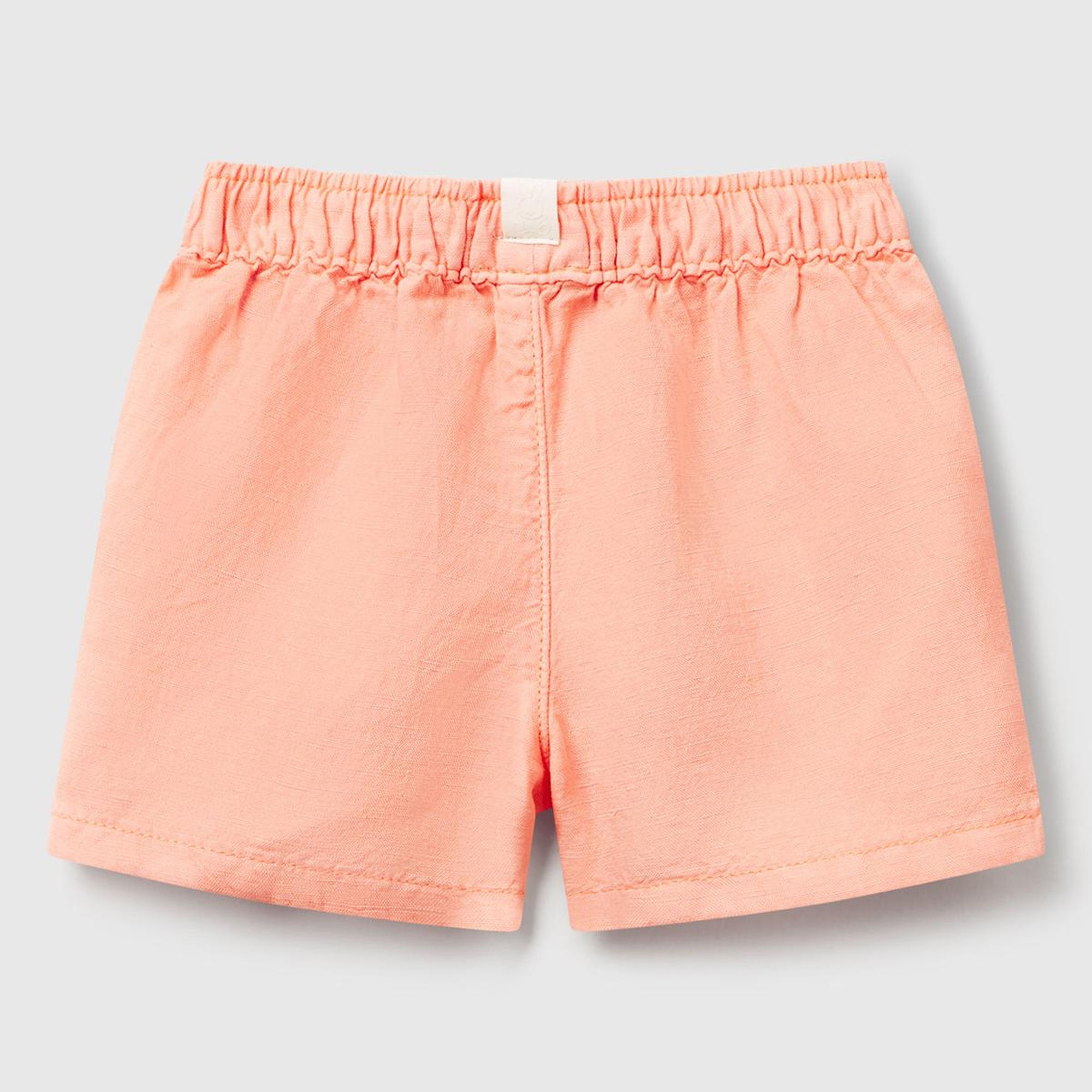 Bebek Yavruağzı Keten Karışımlı Sahte Cepli Büzgü İpli Şort