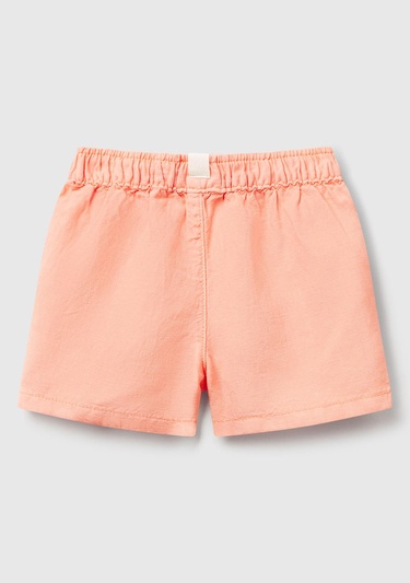  Bebek Yavruağzı Keten Karışımlı Sahte Cepli Büzgü İpli Şort