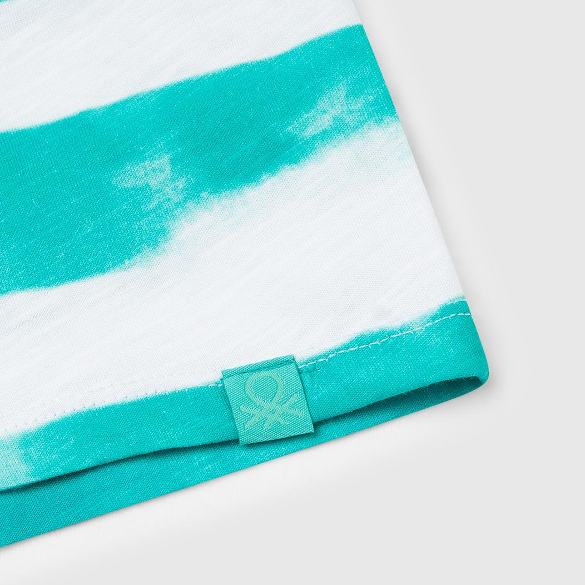 Kız Çocuk Yeşil Yanı Pencereli Çizgili Kolsuz Elbise