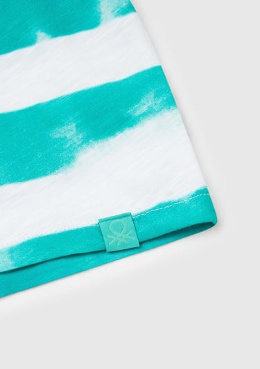  Kız Çocuk Yeşil Yanı Pencereli Çizgili Kolsuz Elbise