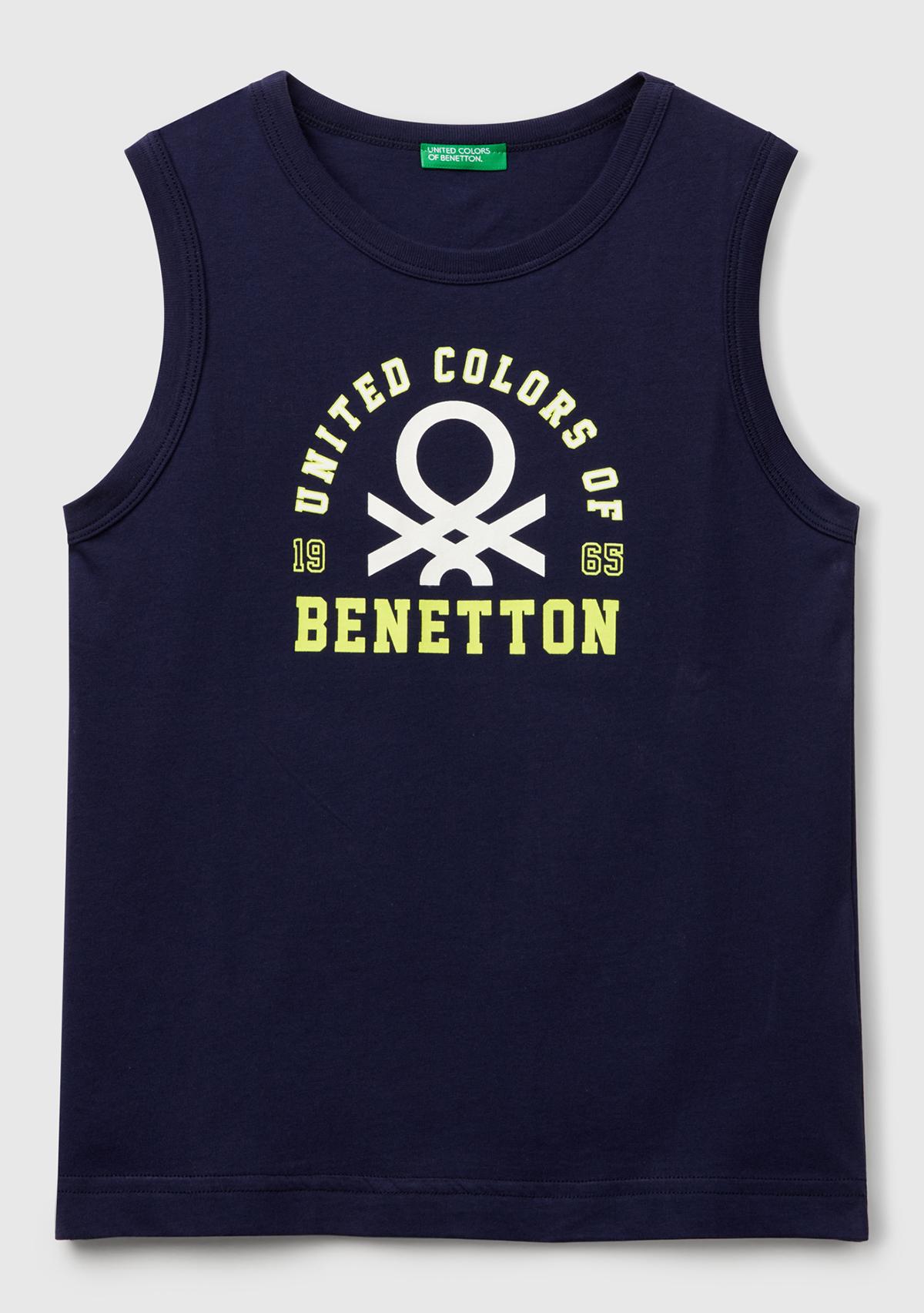  Erkek Çocuk Lacivert Benetton Logo Baskılı Atlet