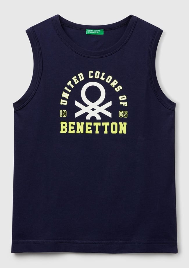  Erkek Çocuk Lacivert Benetton Logo Baskılı Atlet