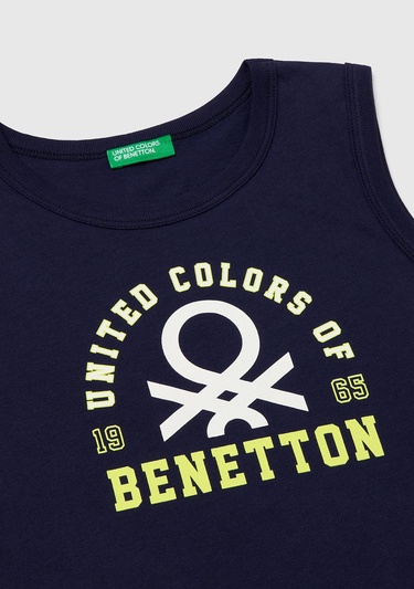  Erkek Çocuk Lacivert Benetton Logo Baskılı Atlet