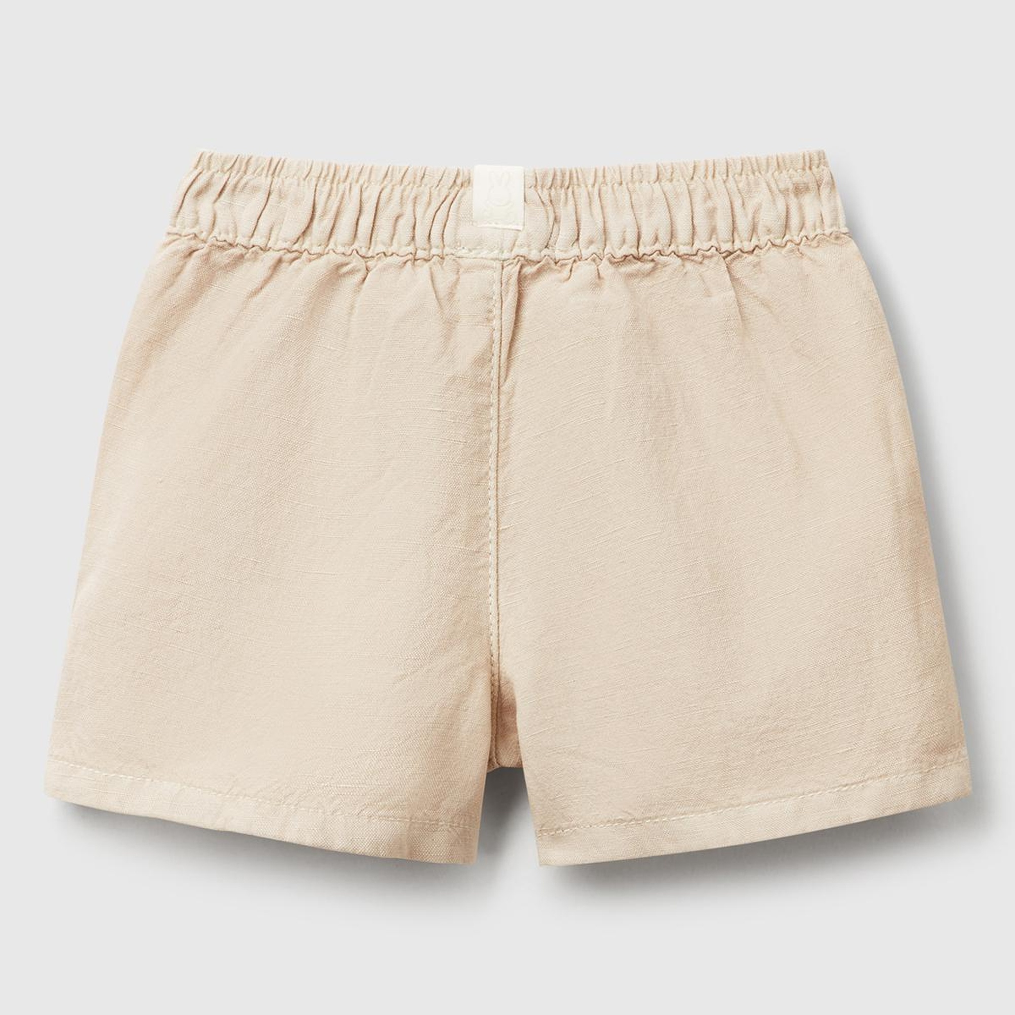Bebek Bej Keten Karışımlı Sahte Cepli Büzgü İpli Şort
