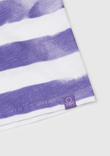  Kız Çocuk Mor Yanı Pencereli Çizgili Kolsuz Elbise