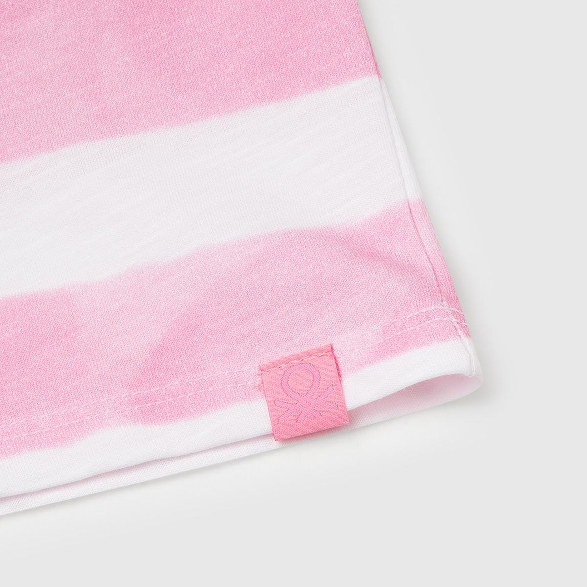 Kız Çocuk Pembe Yanı Pencereli Çizgili Kolsuz Elbise