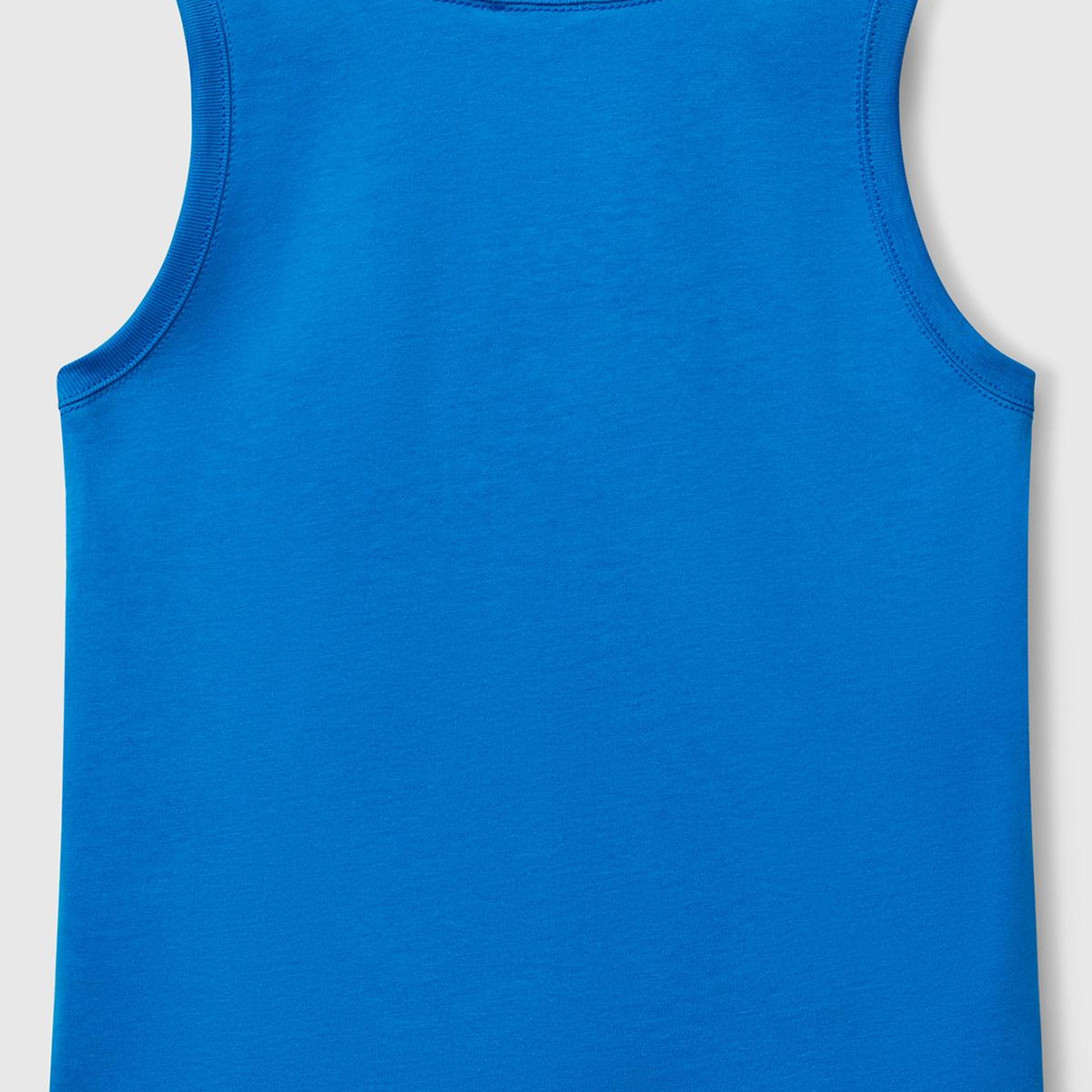 Erkek Çocuk Saks Mavi Benetton Logo Baskılı Kabartma Detaylı Atlet