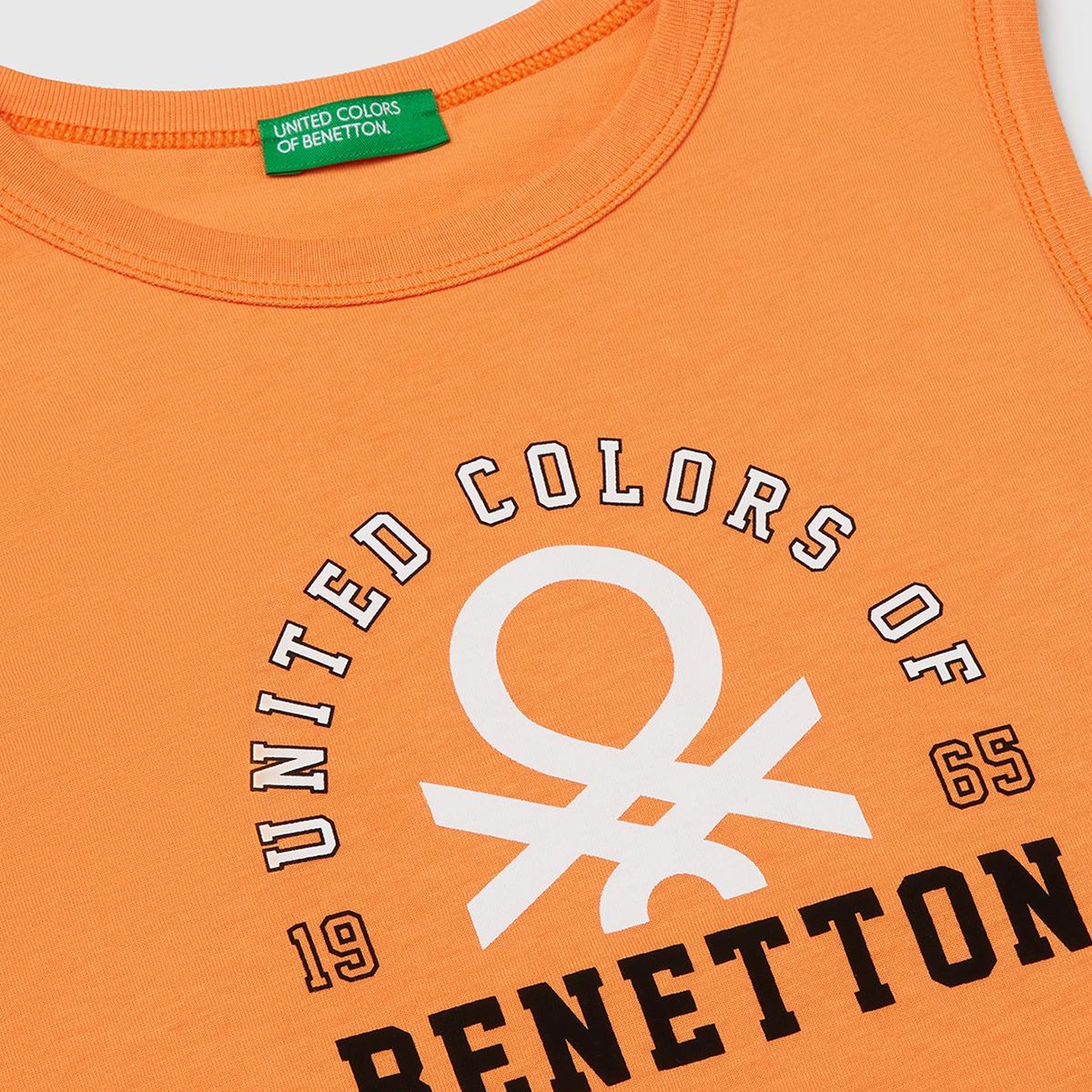 Erkek Çocuk Turuncu Benetton Logo Baskılı Atlet