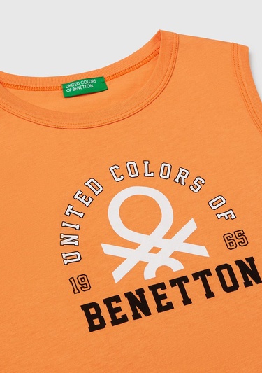  Erkek Çocuk Turuncu Benetton Logo Baskılı Atlet