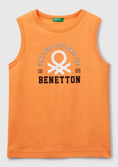  Erkek Çocuk Turuncu Benetton Logo Baskılı Atlet