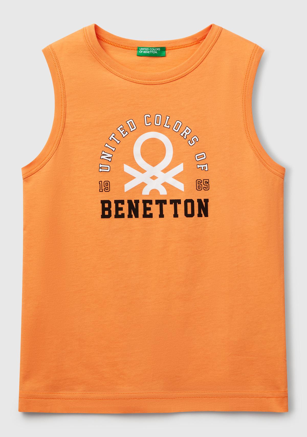  Erkek Çocuk Turuncu Benetton Logo Baskılı Atlet