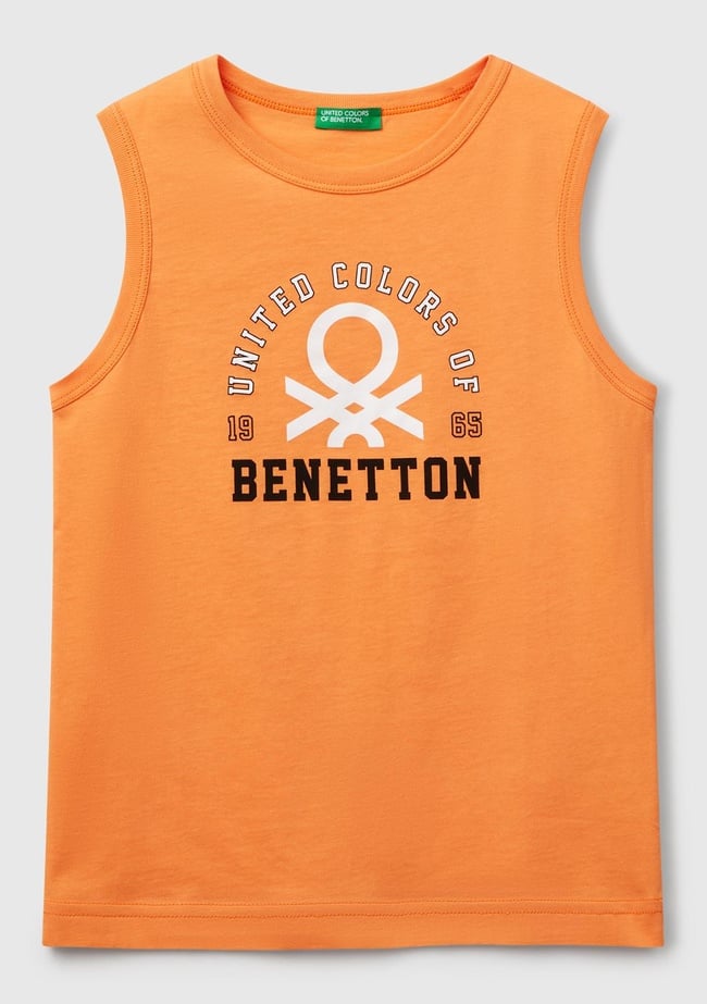  Erkek Çocuk Turuncu Benetton Logo Baskılı Atlet