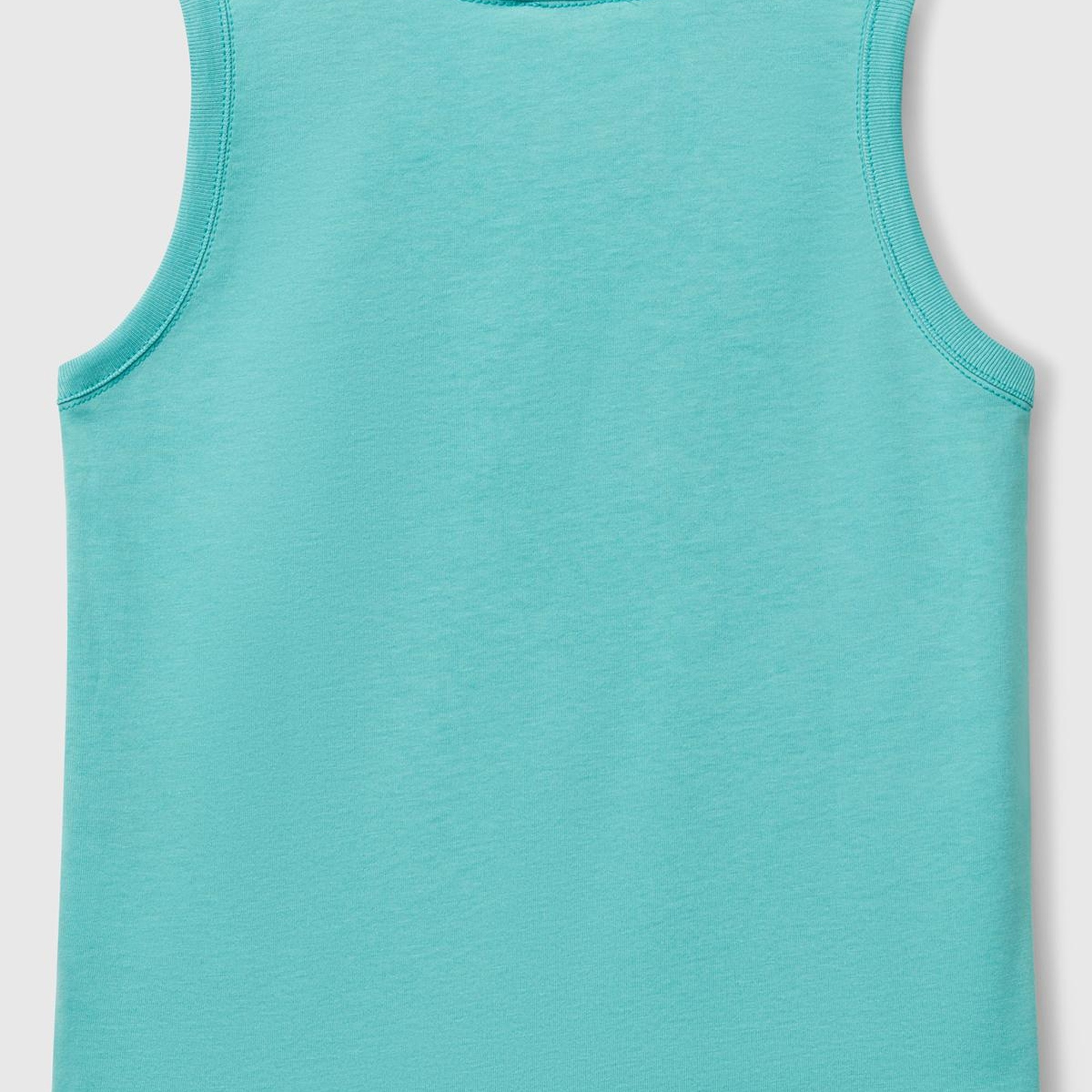 Erkek Çocuk Mint Yeşili Benetton Logo Baskılı Kabartma Detaylı Atlet