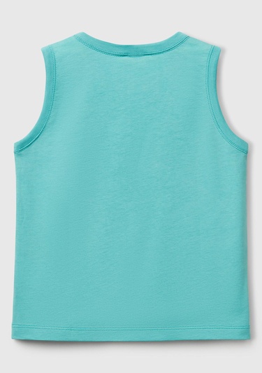  Erkek Çocuk Mint Yeşili Benetton Logo Baskılı Kabartma Detaylı Atlet