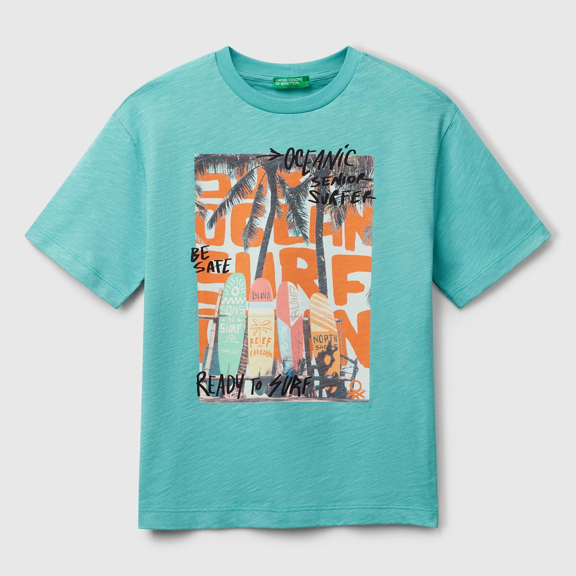 Erkek Çocuk Mint Yeşili Fotoğraf Baskılı Oversize T-Shirt