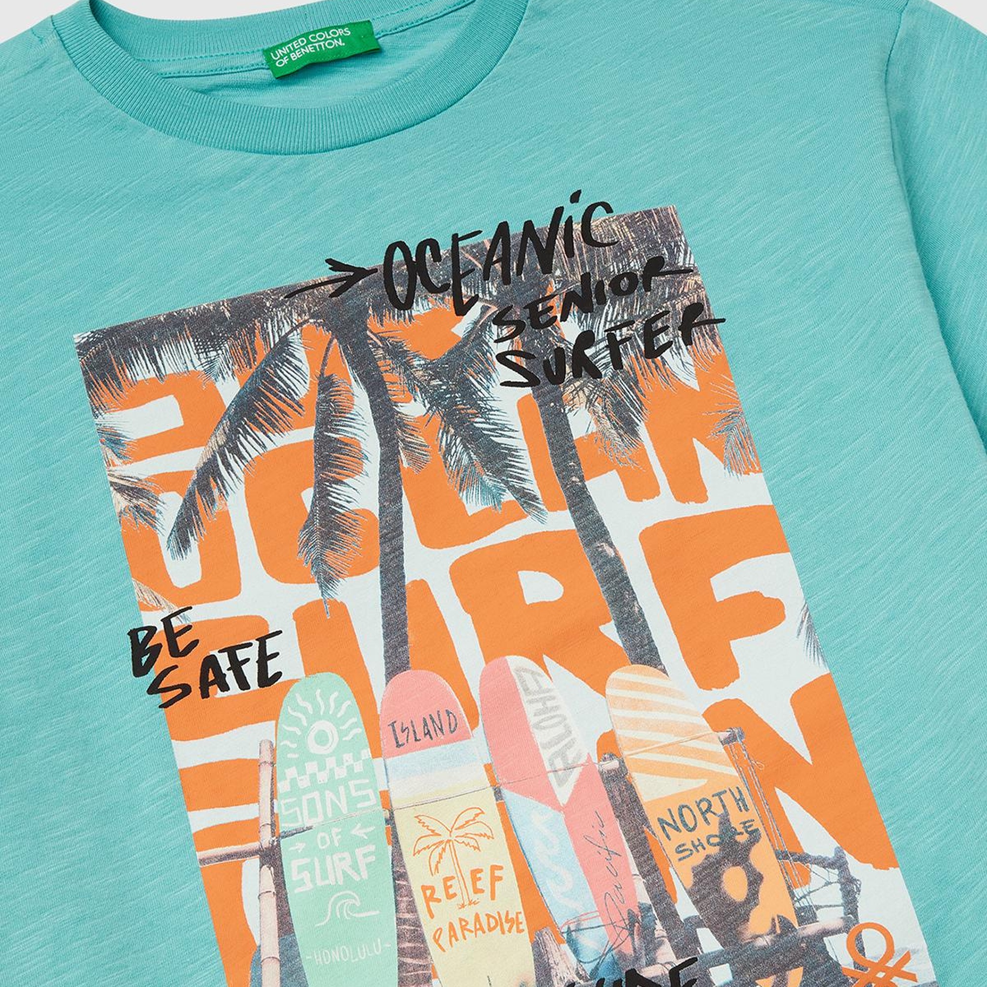 Erkek Çocuk Mint Yeşili Fotoğraf Baskılı Oversize T-Shirt