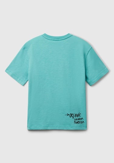  Erkek Çocuk Mint Yeşili Fotoğraf Baskılı Oversize T-Shirt