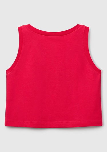  Kız Çocuk Fuşya Simli Benetton Logo Baskılı Atlet