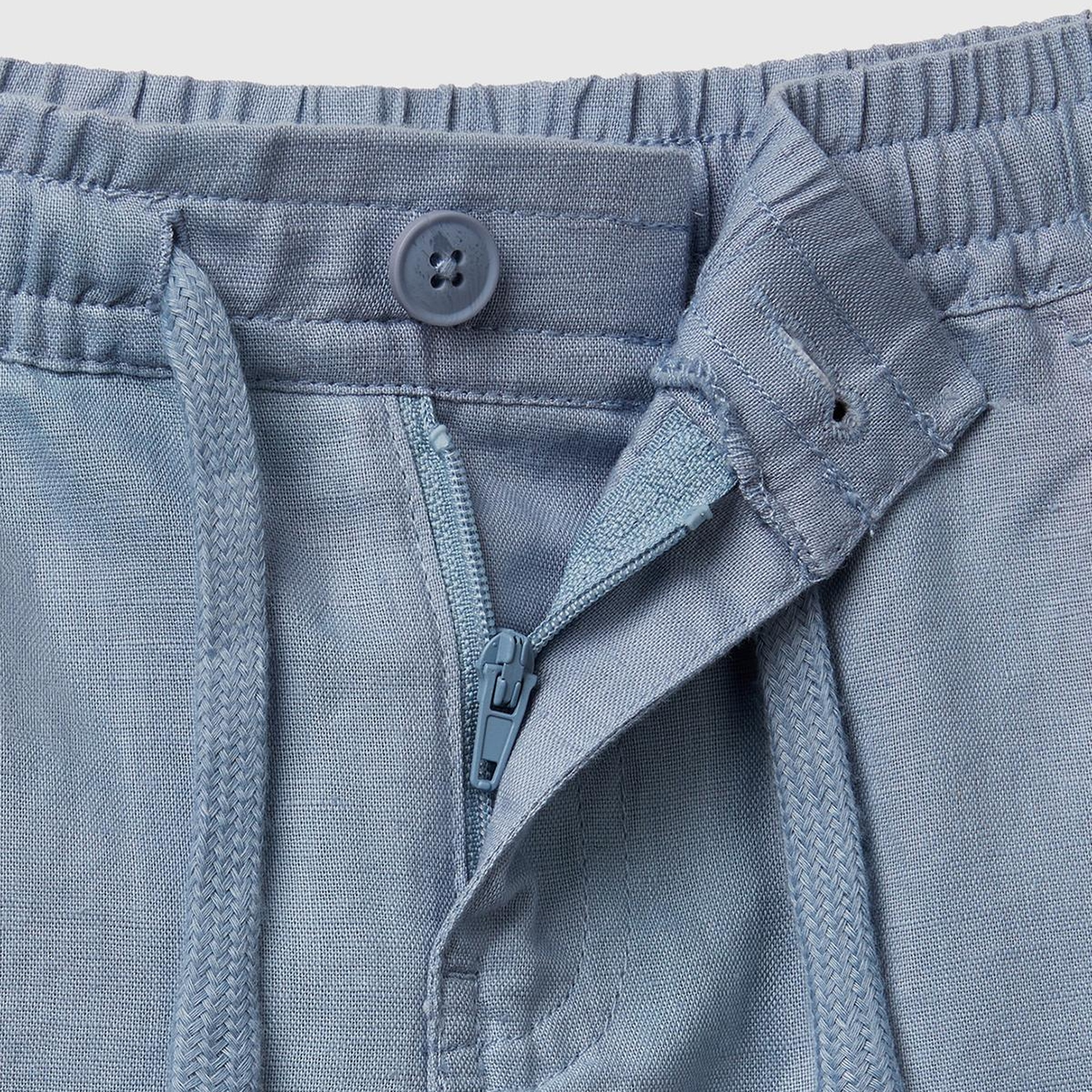 Erkek Çocuk Mavi Keten Karışımlı Jogger Pantolon