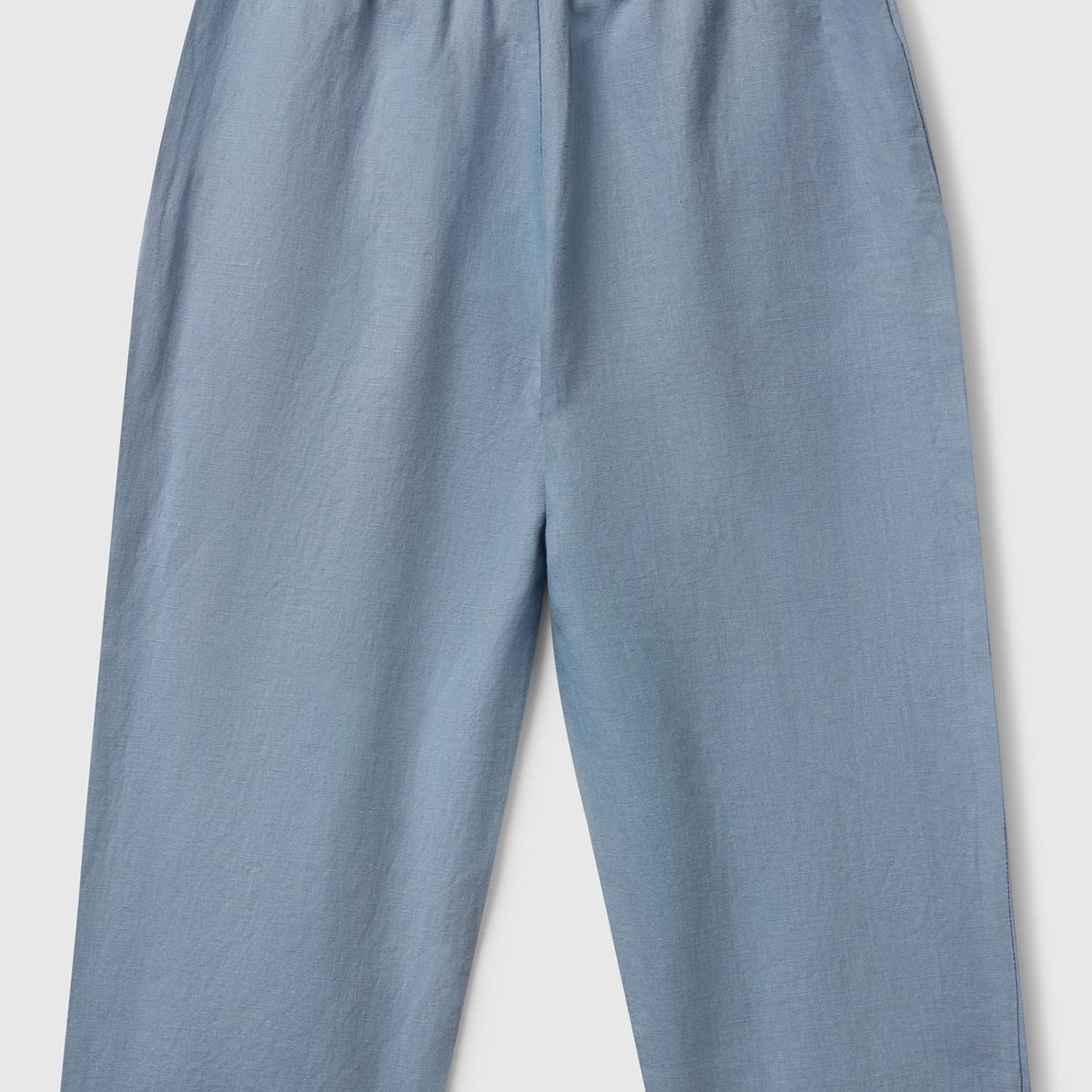 Erkek Çocuk Mavi Keten Karışımlı Jogger Pantolon