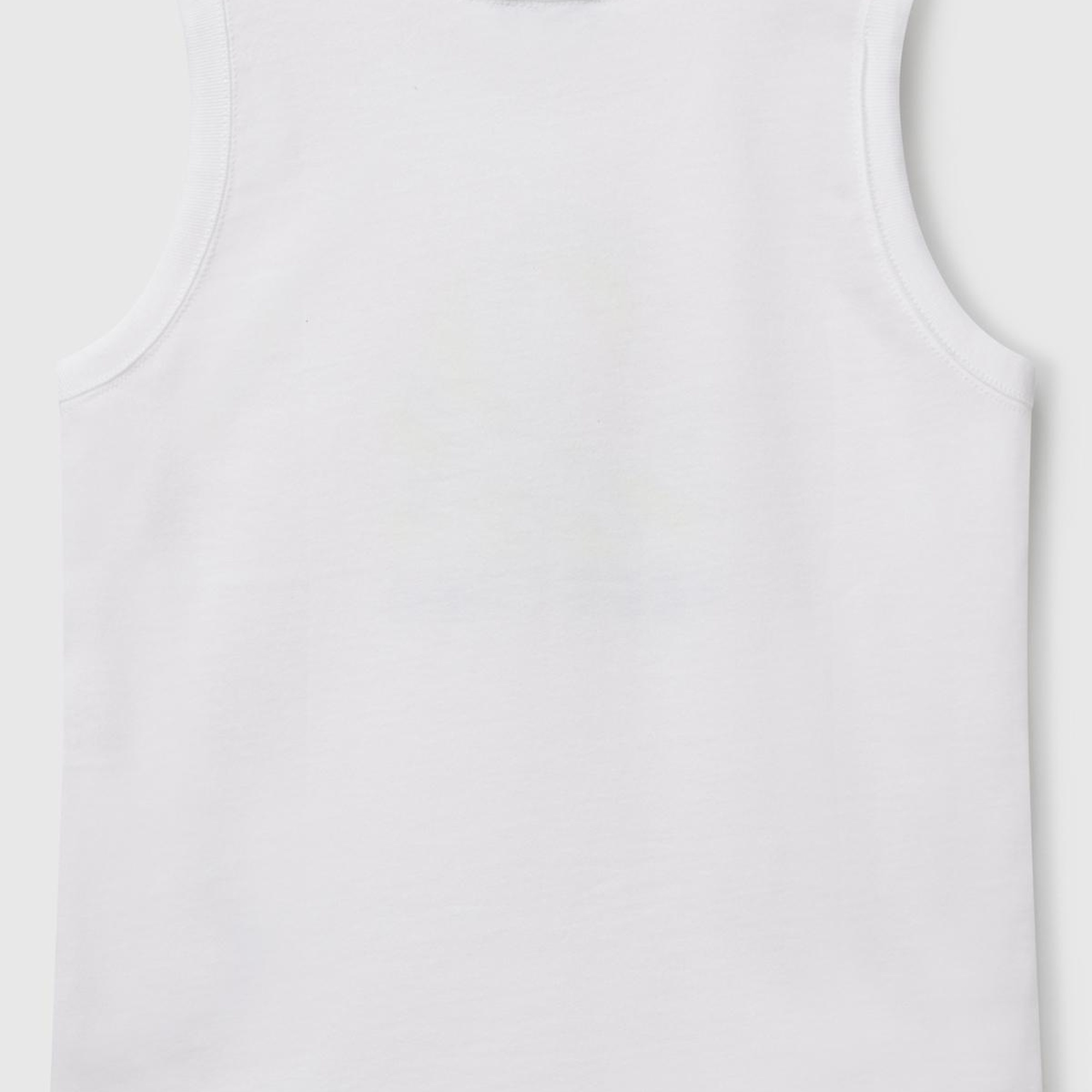 Erkek Çocuk Beyaz Benetton Logo Baskılı Kabartma Detaylı Atlet