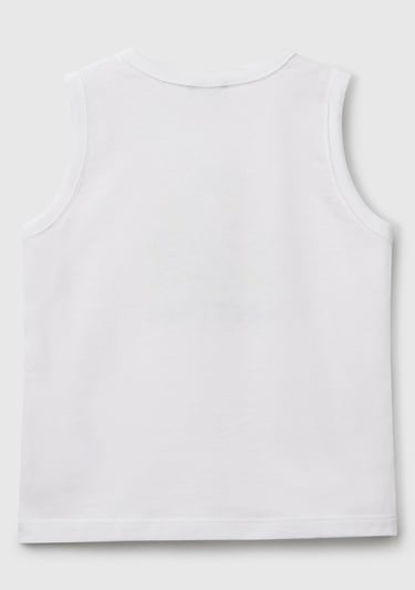  Erkek Çocuk Beyaz Benetton Logo Baskılı Kabartma Detaylı Atlet