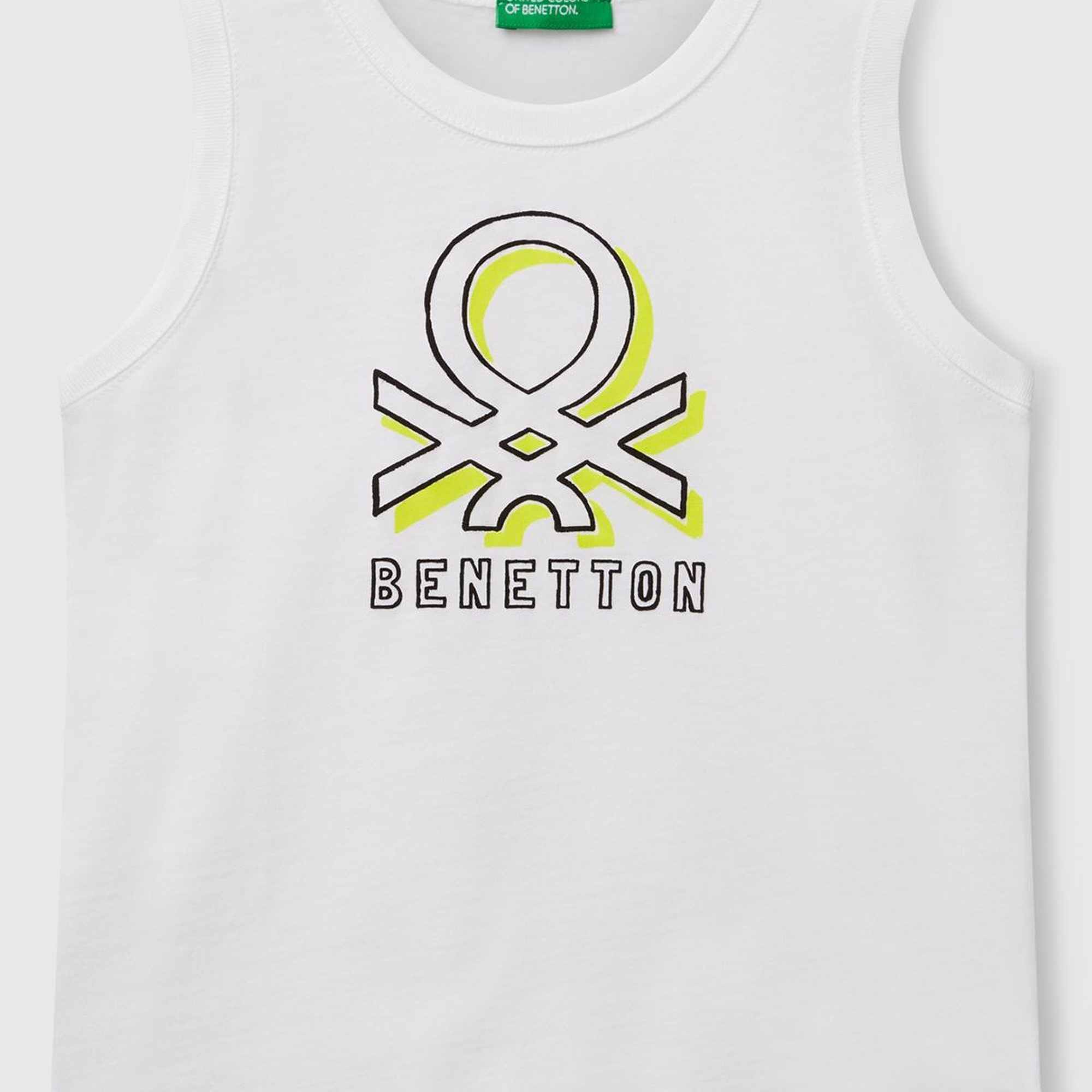 Erkek Çocuk Beyaz Benetton Logo Baskılı Kabartma Detaylı Atlet