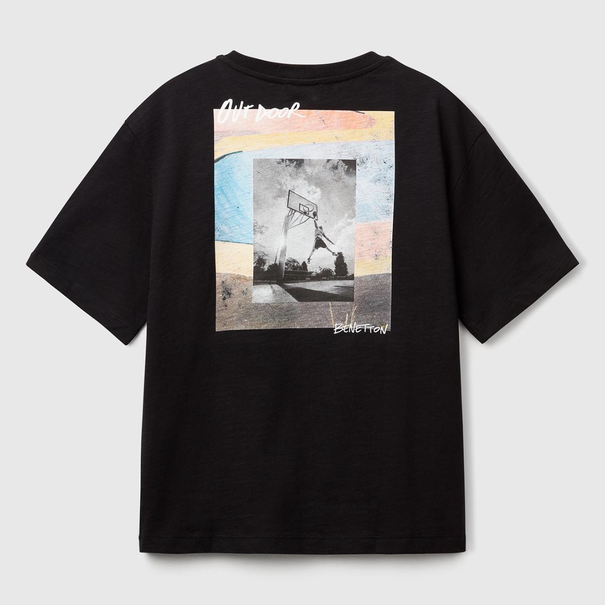 Erkek Çocuk Siyah Fotoğraf Baskılı Oversize T-Shirt