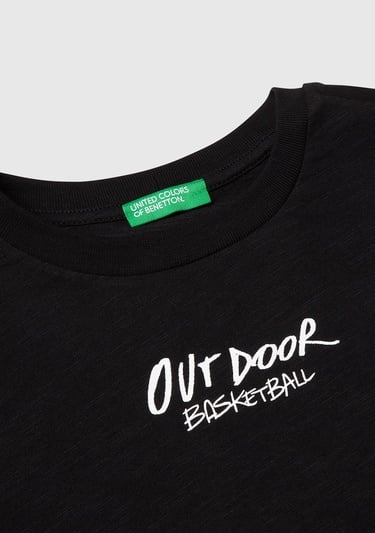  Erkek Çocuk Siyah Fotoğraf Baskılı Oversize T-Shirt