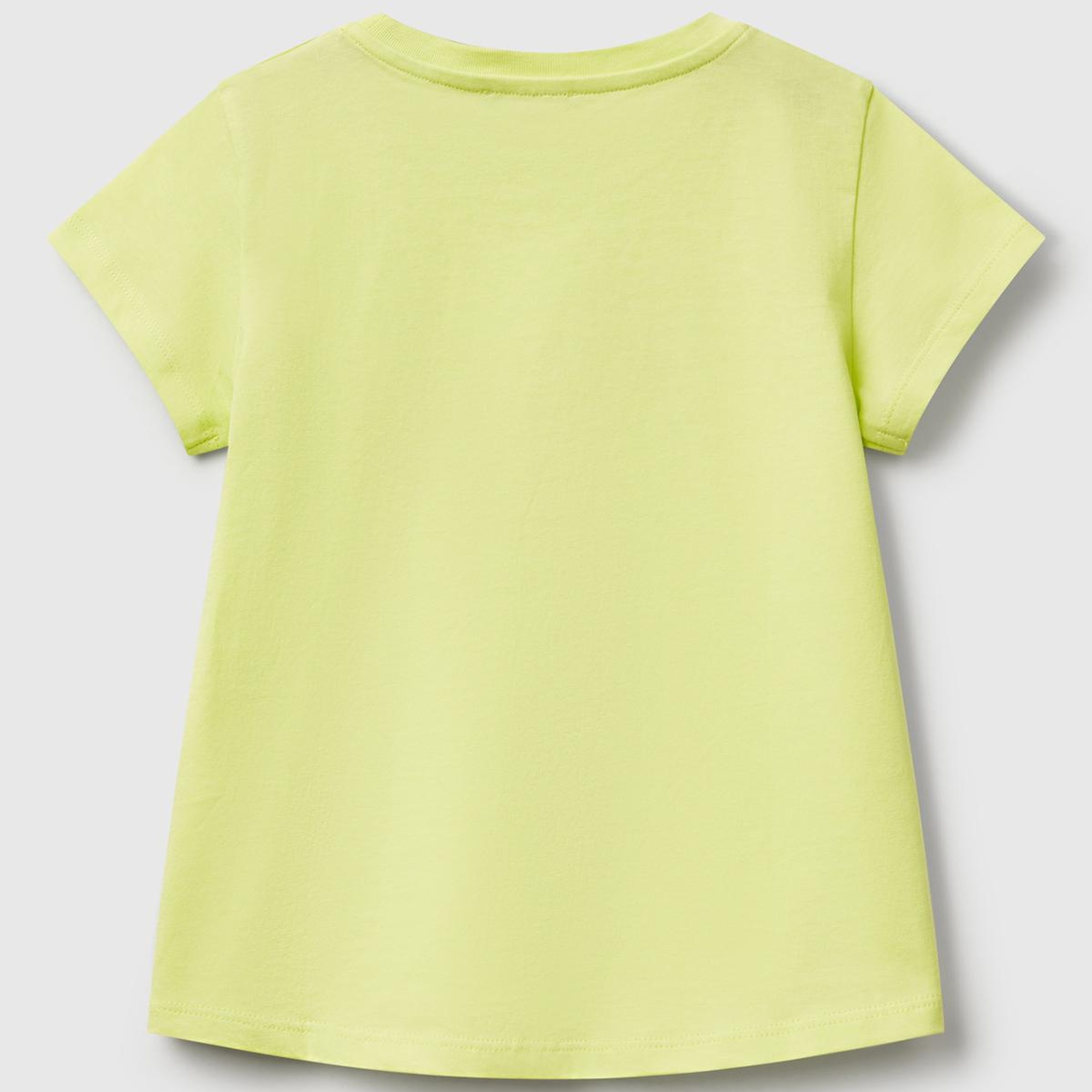 Kız Çocuk Sarı Simli Benetton Logo Baskılı T-Shirt